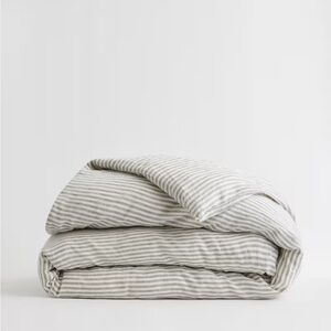 Quince Striped Gray Duvet Cover